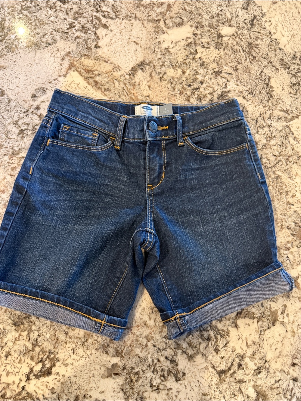 Dark Wash Denim Cuffed Shorts